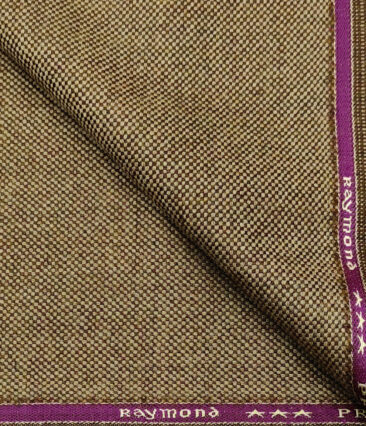 Raymond Men's Wool Structured Medium & Soft 2.20 Meter Unstitched Tweed Jacketing & Blazer Fabric (Light Brown)