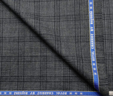 Raymond Men's Wool Checks Super 70's  Unstitched Suiting Fabric (Grey)