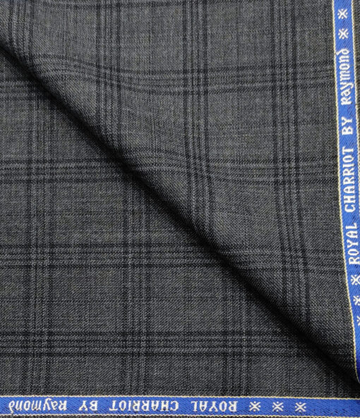Raymond Men's Wool Checks Super 70's  Unstitched Suiting Fabric (Grey)