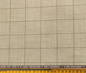 Raymond Men's Wool Checks Super 90's Unstitched Suiting Fabric (Beige)