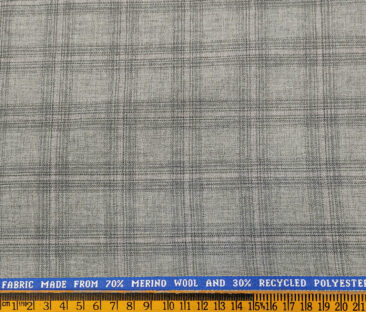 Raymond Men's Wool Checks Sustainouva  Unstitched Suiting Fabric (Light Grey)