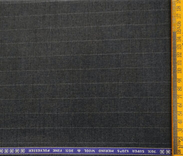 Raymond Men's Wool Striped Super 120's Unstitched Suiting Fabric (Dark Grey)