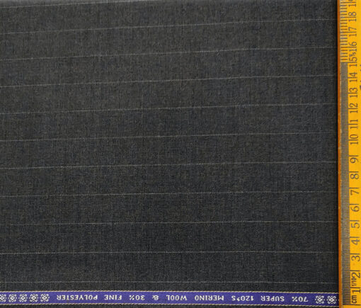 Raymond Men's Wool Striped Super 120's Unstitched Suiting Fabric (Dark Grey)