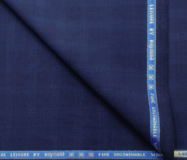 Raymond Men's Wool Checks Super 120's  Unstitched Suiting Fabric (Dark Royal Blue)