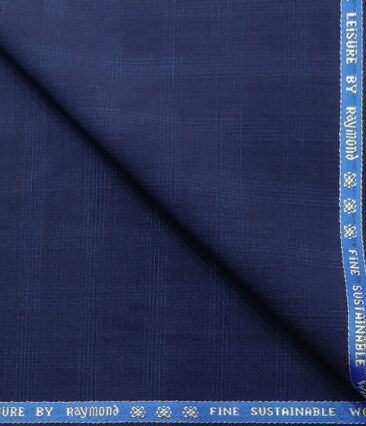 Raymond Men's Wool Checks Super 120's  Unstitched Suiting Fabric (Dark Royal Blue)