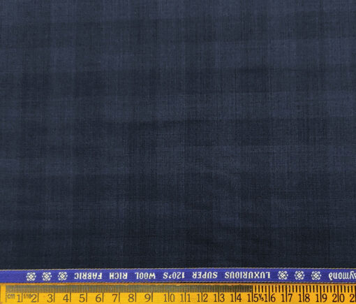 Raymond Men's Wool Checks Super 120's Unstitched Suiting Fabric (Dark Navy Blue)