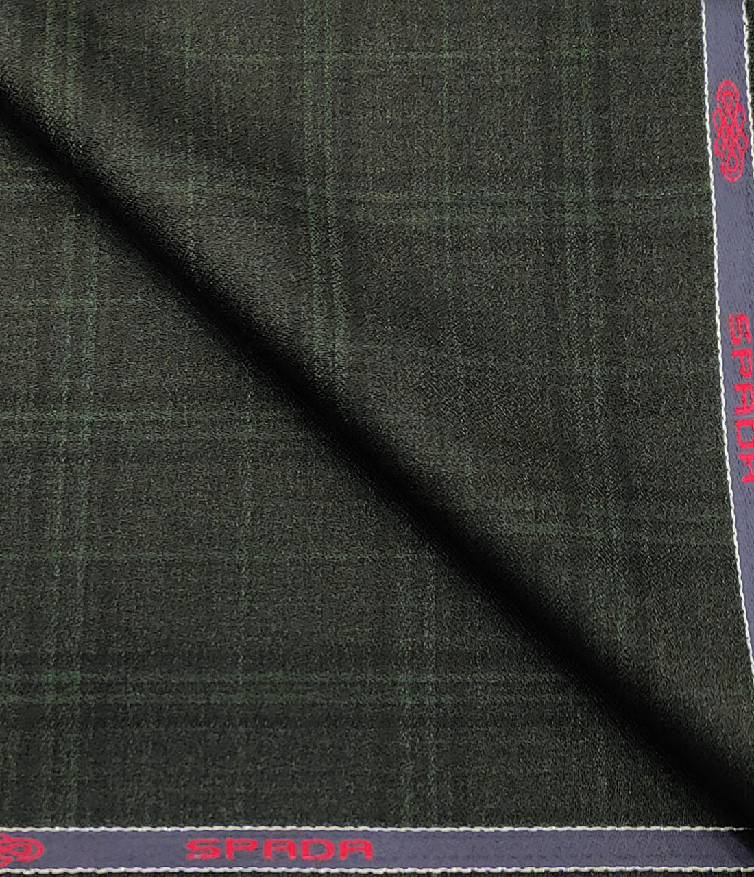 Spada Men's Wool Checks Super 100's  Unstitched Suiting Fabric (Dark Grey & Green)