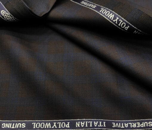 Spada Men's Wool Checks Super 110's  Unstitched Suiting Fabric (Dark Wine)