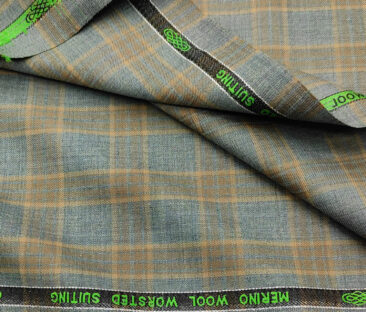 Spada Men's Wool Checks Super 110's  Unstitched Suiting Fabric (Light Teal Blue)