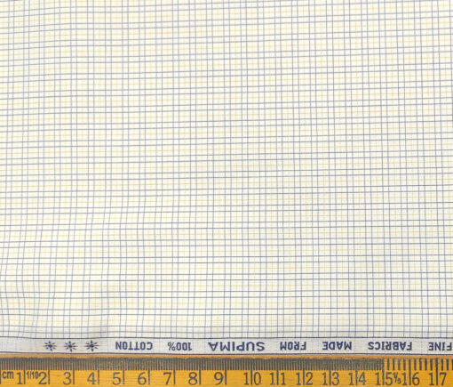 Arvind Men's Supima Cotton Checks 2 Meter Unstitched Shirting Fabric (Milky White)