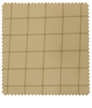 Almonti Men's Cotton Checks 1.50 Meter Unstitched Trouser Fabric (Beige)