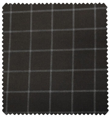 Almonti Men's Cotton Checks 1.50 Meter Unstitched Trouser Fabric (Dark Brown)