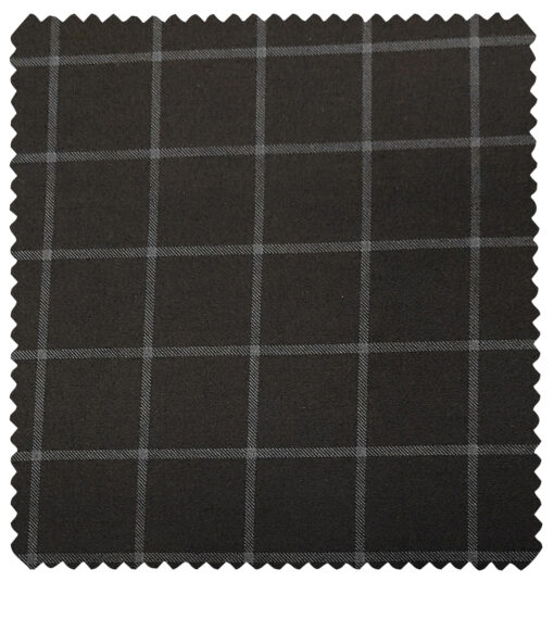 Almonti Men's Cotton Checks 1.50 Meter Unstitched Trouser Fabric (Dark Brown)