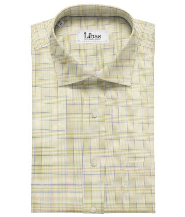 Birla Century Men's Cotton Checks 2 Meter Unstitched Shirting Fabric (Cream)