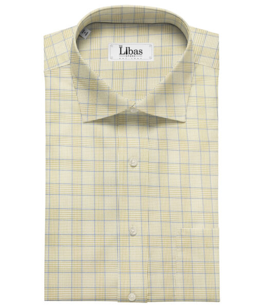 Birla Century Men's Cotton Checks 2 Meter Unstitched Shirting Fabric (Cream)