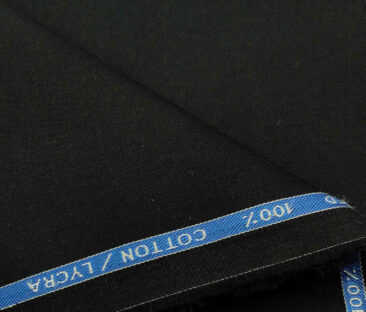 Burgoyne Men's Cotton Solids 1.50 Meter Unstitched Trouser Fabric (Black)