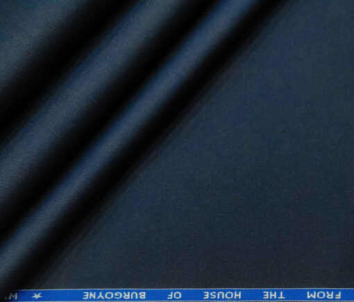 Burgoyne Men's Cotton Solids 1.50 Meter Unstitched Trouser Fabric (Blue)