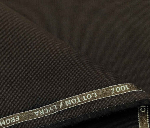 Burgoyne Men's Cotton Structured 1.50 Meter Unstitched Trouser Fabric (Dark Brown)