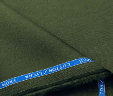 Burgoyne Men's Cotton Solids 1.50 Meter Unstitched Trouser Fabric (Dark Sea weed green)