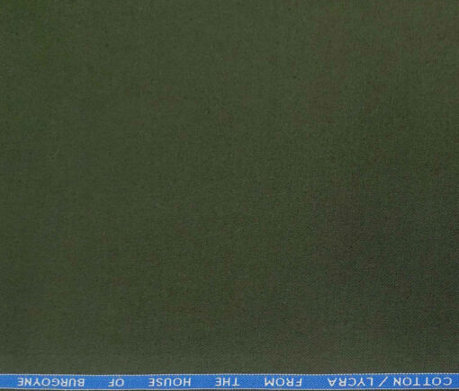 Burgoyne Men's Cotton Solids 1.50 Meter Unstitched Trouser Fabric (Dark Sea weed green)