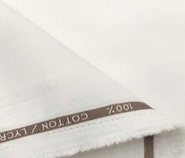 Burgoyne Men's Cotton Structured 1.50 Meter Unstitched Trouser Fabric (White)