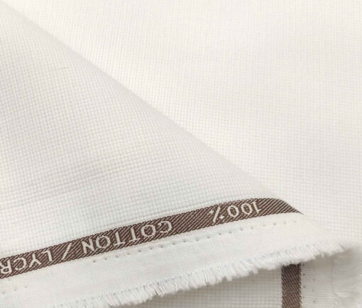 Burgoyne Men's Cotton Structured 1.50 Meter Unstitched Trouser Fabric (White)