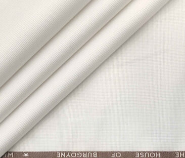 Burgoyne Men's Cotton Structured 1.50 Meter Unstitched Trouser Fabric (White)