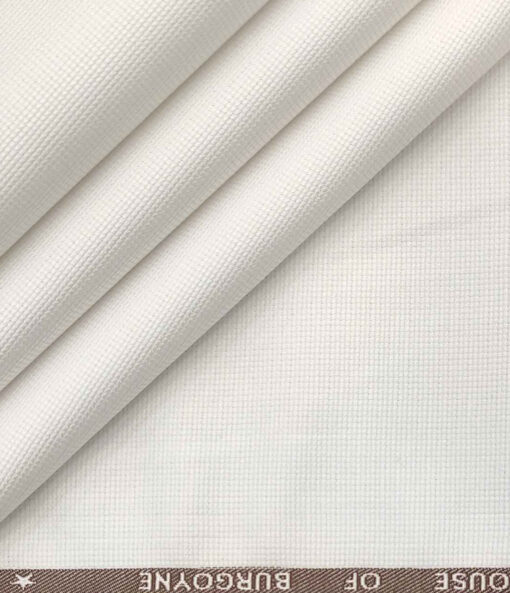 Burgoyne Men's Cotton Structured 1.50 Meter Unstitched Trouser Fabric (White)