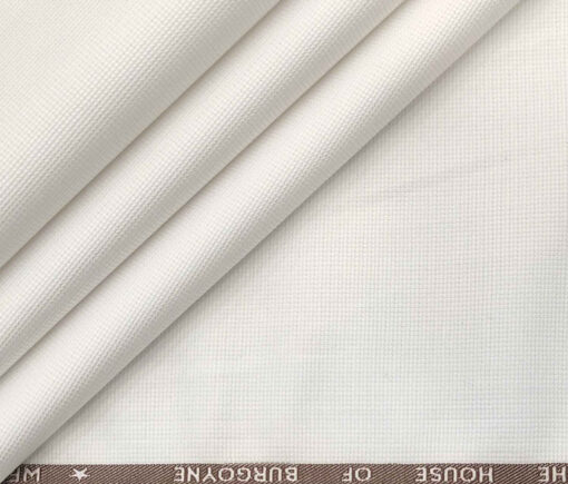 Burgoyne Men's Cotton Structured 1.50 Meter Unstitched Trouser Fabric (White)