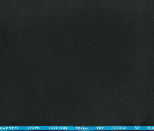 Burgoyne Men's Cotton Solids 1.50 Meter Unstitched Trouser Fabric (Black)