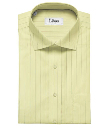 Cadini Men's Cotton Striped 2 Meter Unstitched Shirting Fabric (Banana Yellow)