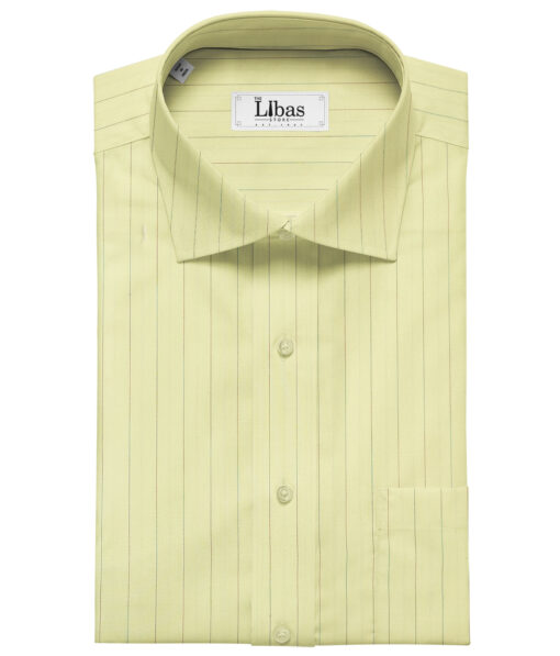 Cadini Men's Cotton Striped 2 Meter Unstitched Shirting Fabric (Banana Yellow)