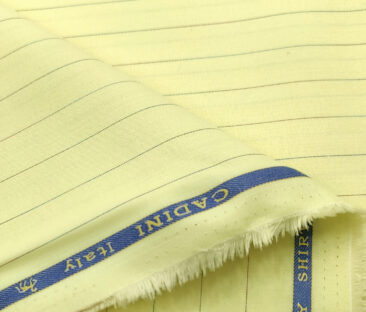 Cadini Men's Cotton Striped 2 Meter Unstitched Shirting Fabric (Banana Yellow)