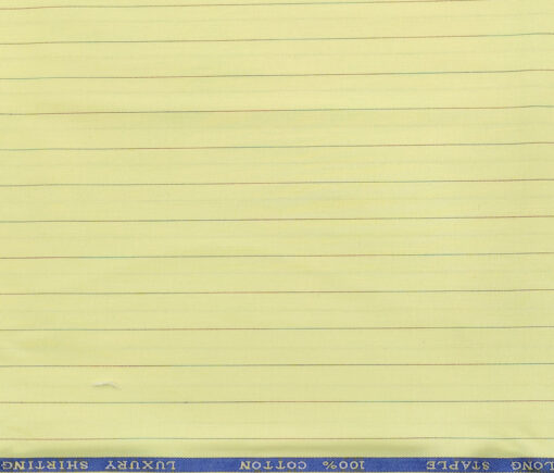 Cadini Men's Cotton Striped 2 Meter Unstitched Shirting Fabric (Banana Yellow)