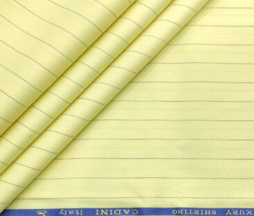 Cadini Men's Cotton Striped 2 Meter Unstitched Shirting Fabric (Banana Yellow)