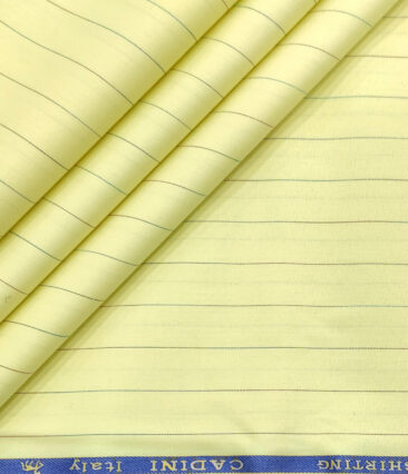 Cadini Men's Cotton Striped 2 Meter Unstitched Shirting Fabric (Banana Yellow)