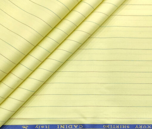 Cadini Men's Cotton Striped 2 Meter Unstitched Shirting Fabric (Banana Yellow)