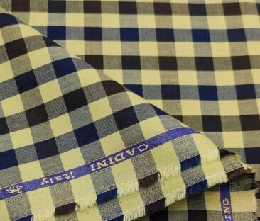 Cadini Men's Cotton Checks 1.60 Meter Unstitched Shirting Fabric (Daffodil Yellow)