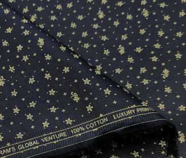 Cadini Men's Cotton Printed 2.25 Meter Unstitched Shirting Fabric (Dark Blue)
