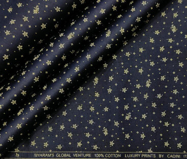 Cadini Men's Cotton Printed 2.25 Meter Unstitched Shirting Fabric (Dark Blue)