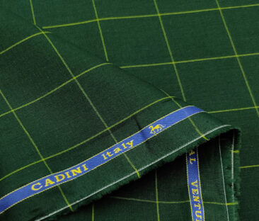 Cadini Men's Cotton Checks 2 Meter Unstitched Shirting Fabric (Dark Pine Green)