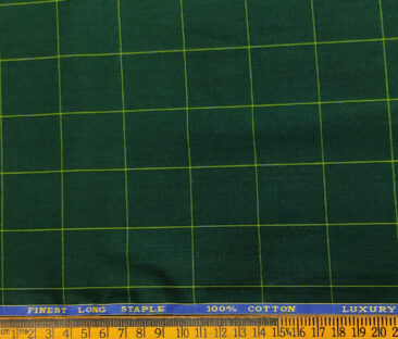 Cadini Men's Cotton Checks 2 Meter Unstitched Shirting Fabric (Dark Pine Green)