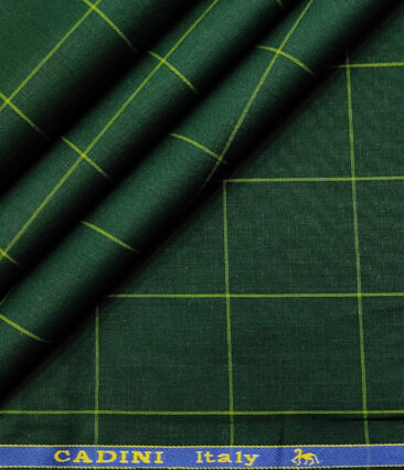 Cadini Men's Cotton Checks 2 Meter Unstitched Shirting Fabric (Dark Pine Green)