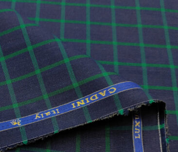 Cadini Men's Cotton Checks 2 Meter Unstitched Shirting Fabric (Dark Royal Blue)