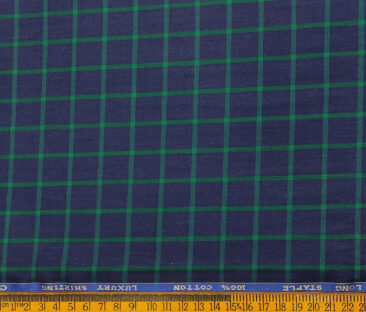 Cadini Men's Cotton Checks 2 Meter Unstitched Shirting Fabric (Dark Royal Blue)