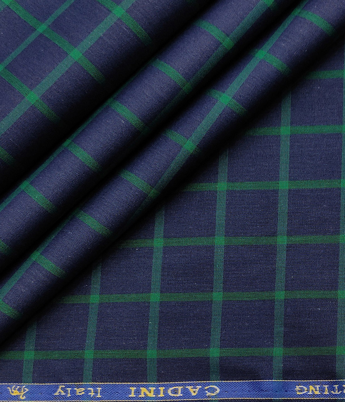 Cadini Men's Cotton Checks 2 Meter Unstitched Shirting Fabric (Dark Royal Blue)