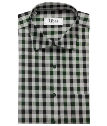 Cadini Men's Cotton Checks 2 Meter Unstitched Shirting Fabric (Light Grey)
