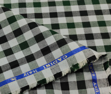 Cadini Men's Cotton Checks 2 Meter Unstitched Shirting Fabric (Light Grey)