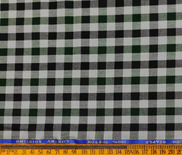 Cadini Men's Cotton Checks 2 Meter Unstitched Shirting Fabric (Light Grey)