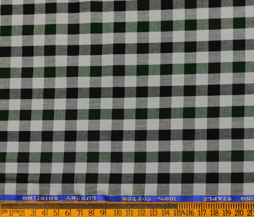 Cadini Men's Cotton Checks 2 Meter Unstitched Shirting Fabric (Light Grey)